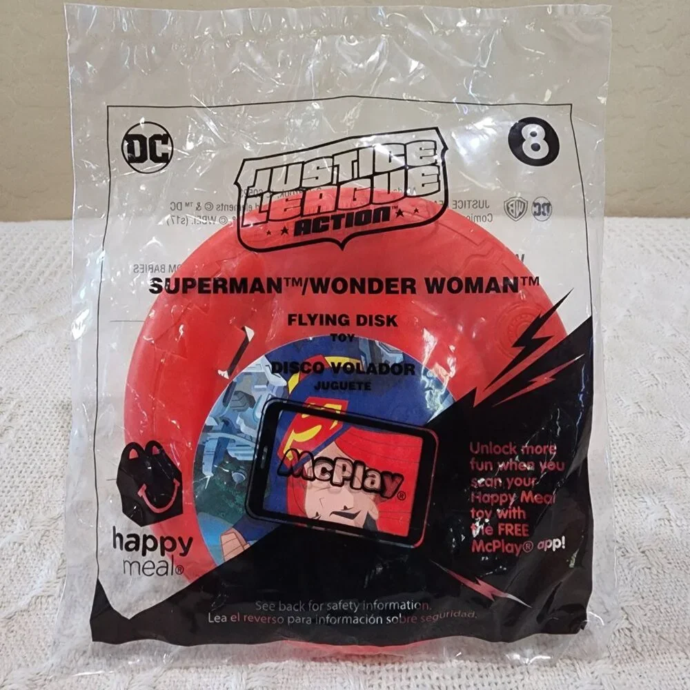 2018 JUSTICE LEAGUE SUPERMAN WONDER WOMAN FLYING DISK #8 McDonald Happy Meal Toy
